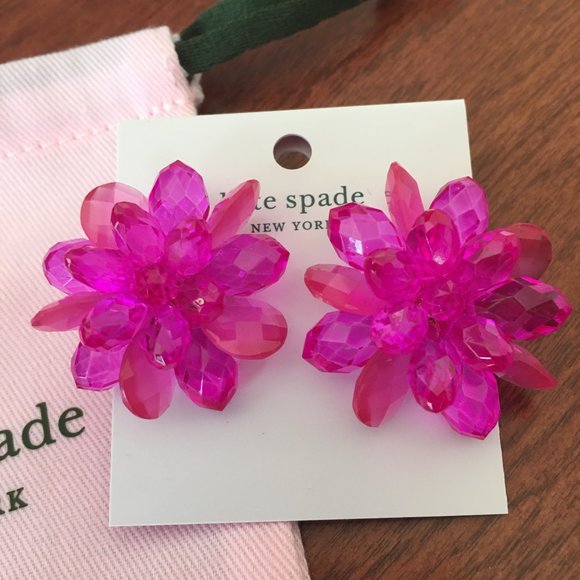 kate spade full flourish flower studs - pink - NWT - Picture 2 of 5